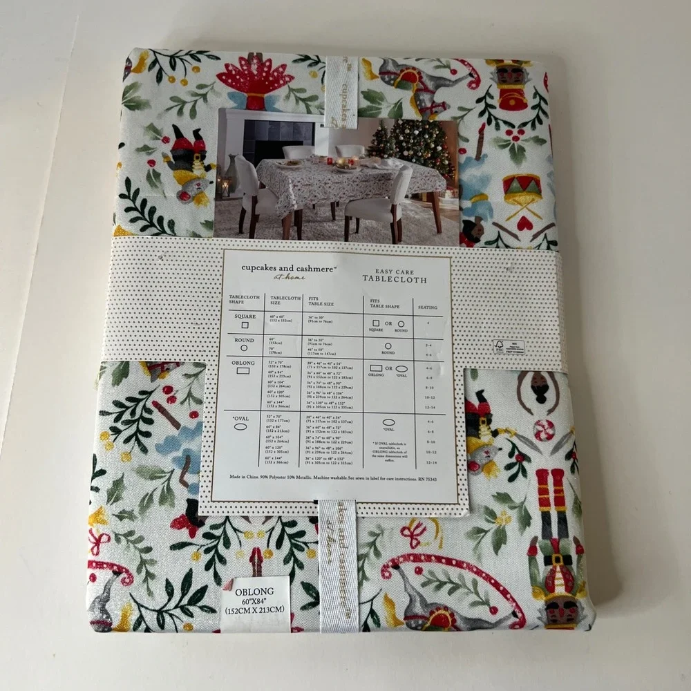 Cupcakes and Cashmere Nutcracker Tablecloth Oblong 60x84 Christmas Holiday NEW